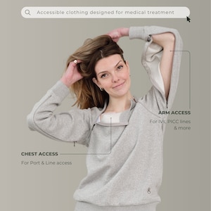 Easy access for Ports, IV & PICC lines *UK Delivery* - Dialysis, Chemotherapy, Sepsis, Cystic Fibrosis Crewneck Sweatshirt Gift for Patients
