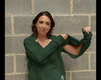 Accessible Zip Crewneck Sweatshirt for Dialysis, Chemotherapy and all Medical Treatment
