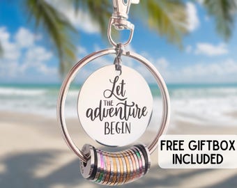 Llavero de viaje personalizado: anillos de país grabados, etiqueta de acero inoxidable