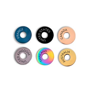 Engraved Travel Tokens for Keyrings | Custom Country Rings, Travel Gift, Collectible Keychain, Cities & States, Personalized Messages