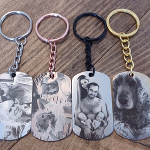 Laser Photo Engraved Stainless Steel Keyring. High Quality Photo Engraving. Photo Keyring