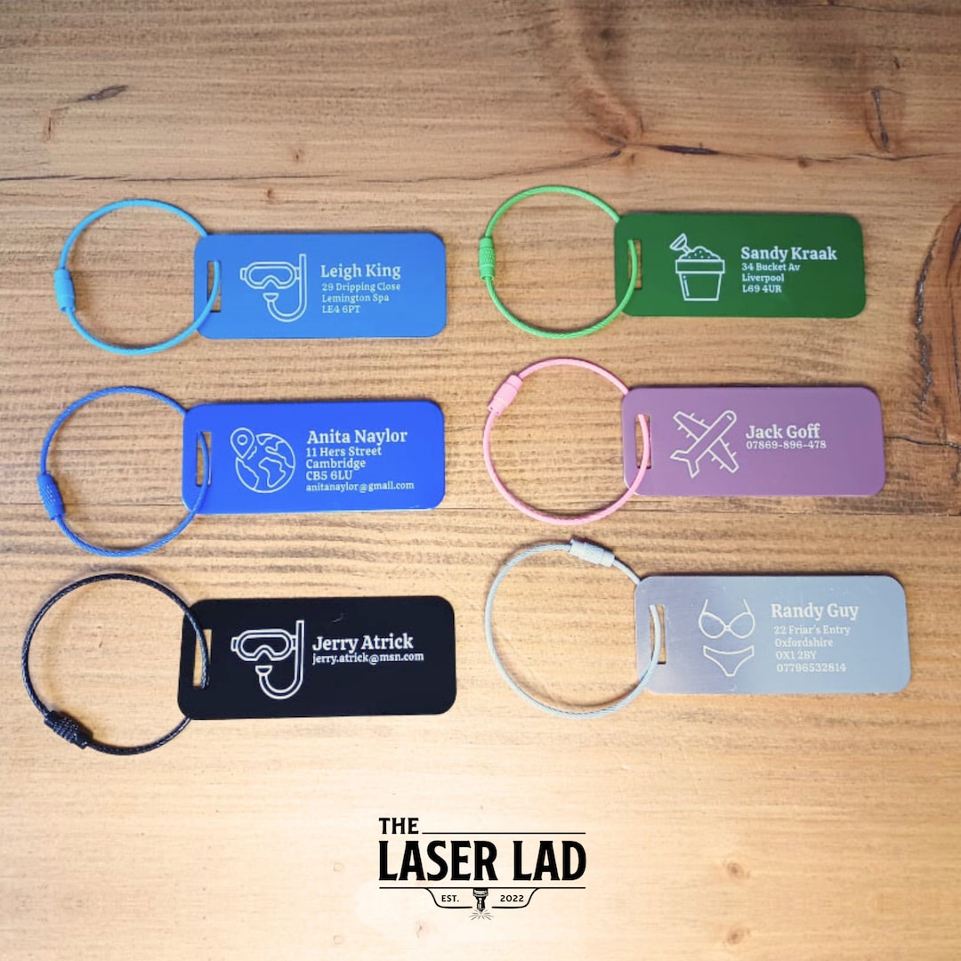 Personalised Metal Luggage Tag, Engraved Aluminum Tag Travel Gift, Bag