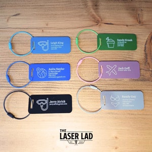 Gepersonaliseerde metalen bagagelabel, gegraveerd aluminium label - reiscadeau, tas-ID, aangepaste afbeeldingen, kofferlabel, rugzaklabel