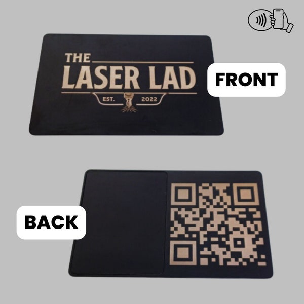 Carte de visite NFC entièrement en métal (noir) - Vcard, Tap Card (gravée au laser recto-verso)