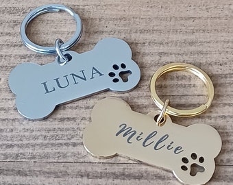 Personalised Pet Tag Custom Dog Tag Cat Tag Cat Collar Tag Cat ID Tag Dog ID Tag Dog Name Tag Gift dog tag Bone with Paw