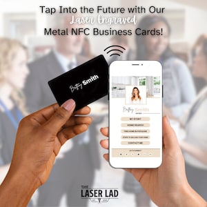 Cartão de visita NFC Full Metal preto - Vcard, Tap Card (2 lados gravados a laser)