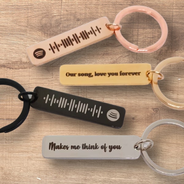 Spotify Code Keyring | Personalised Music Keyring | Custom Music Song Keyring | Personalised Keychain | Engraved Keychain