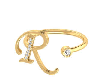Initial Custom Letter Moissanite Ring, Personalized Moissanite Diamond Ring, Gift For woman, Anniversary Gift For her, Handmade ring, custom