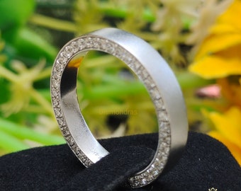 14K Gold Men's Wedding Band Ring Round Cut Moissanite Side Diamond Band Eternity Band Ring For Him Unisex Band Anniversary gift
