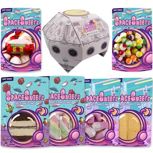 Coffret cadeau OVNI de bonbons lyophilisés | 6 paquets | Quilles | SpaceSweets | Bonbons lyophilisés | Boîte d'échantillons - Boîte de dégustation | Paquet d'échantillons sucrés