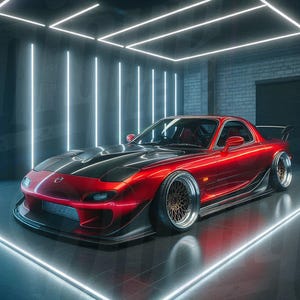 Beautiful Mazda RX-7 Sports Car Rendering Print JPEG