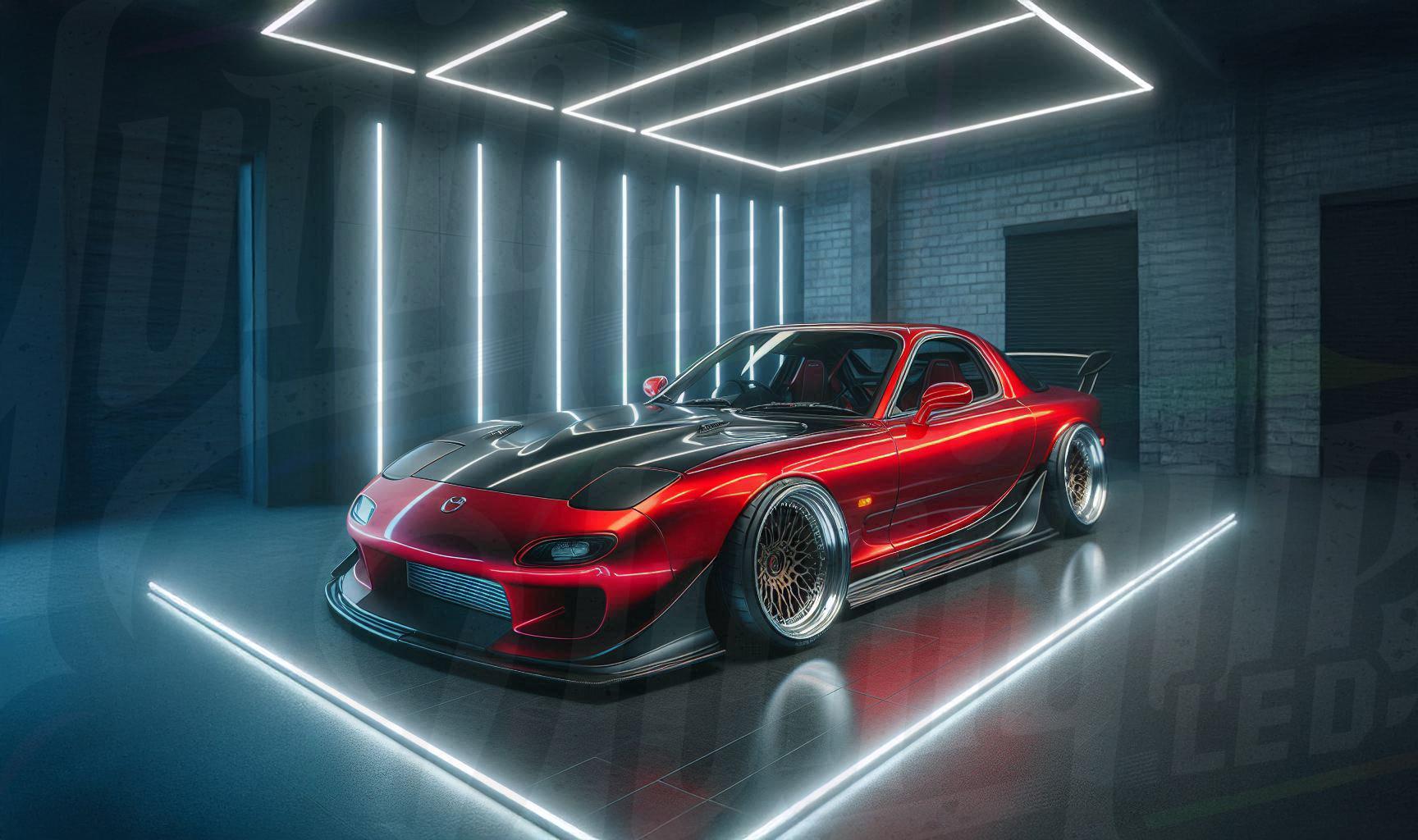 Mazda RX-7 Candy Red Sports Car Rendering (JPEG) - Etsy