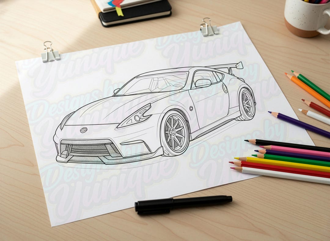 Nissan 370Z Coloring Page | JDM Sports Car Line Art (PDF) - Etsy