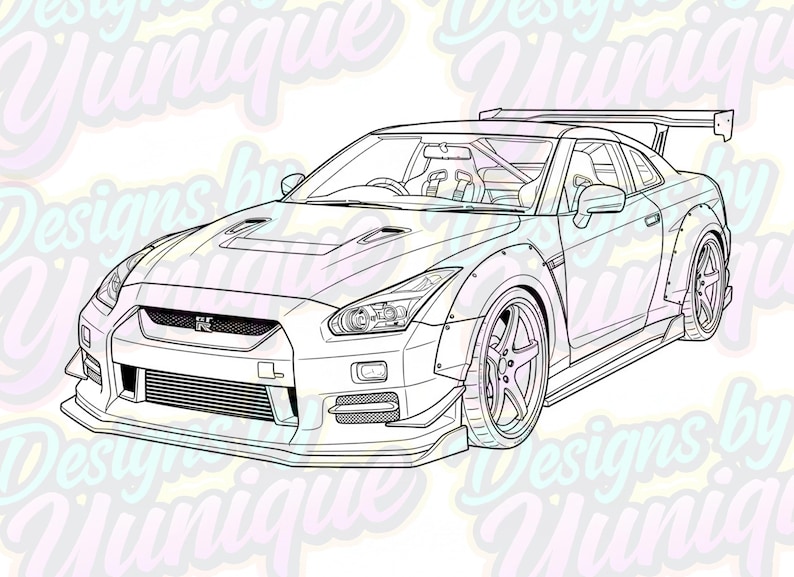Nissan GTR R35 Coloring Page | JDM Car Art (instant Download PDF) - Etsy