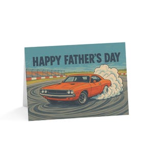 Cartes de voeux fête des pères, design de voiture vintage, cartes Dodge Challenger, parfaites pour les papas, cadeaux uniques pour la fête des pères, cartes de célébration