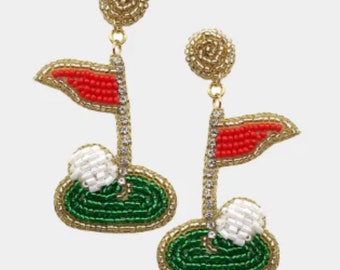 Luxury Beaded Earrings- Golf Hole In One Accessories