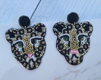 Luxury Beaded Earrings- Jaguars