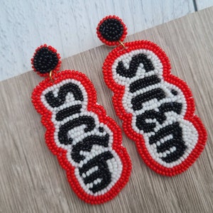 Luxury Beaded Earrings- Bulldogs- Sic'em