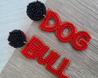 Luxury Beaded Earrings- Bulldogs