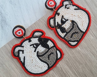 Luxury Beaded Earrings- Bulldogs