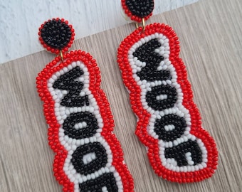 Luxury Beaded Earrings- Bulldogs- Woof