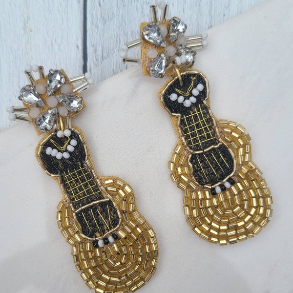 Luxury Beaded Earrings- Guitar Pull