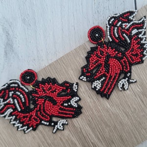 Luxury Hand Beaded Earrings- Roosters/Gamecocks