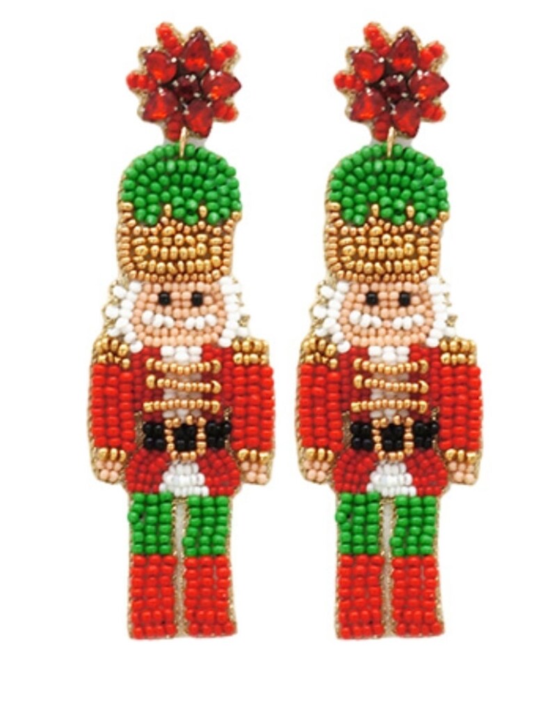 Luxury Beaded Earrings Christmas Earrings Nutcracker/soilder Etsy