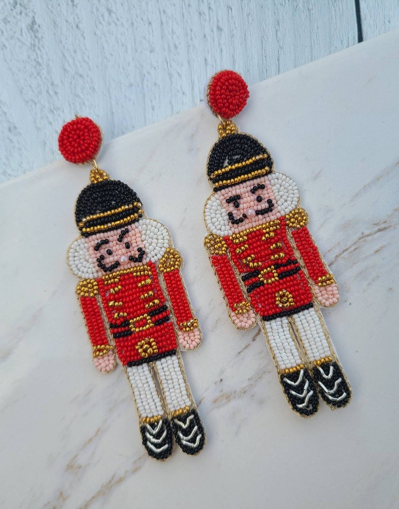 Luxury Beaded Earrings Christmas Earrings Nutcracker/soilder Etsy