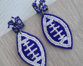 Pendientes de cuentas de lujo- Balones de fútbol azules y blancos