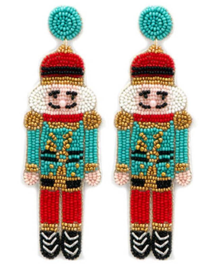 Luxury Beaded Earrings Christmas Earrings Nutcracker/soilder Etsy