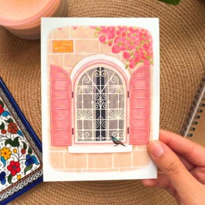 Carte postale Palestine (A6) - maison arabe traditionnelle - art palestinien - mini impression d'art - souvenir de voyage