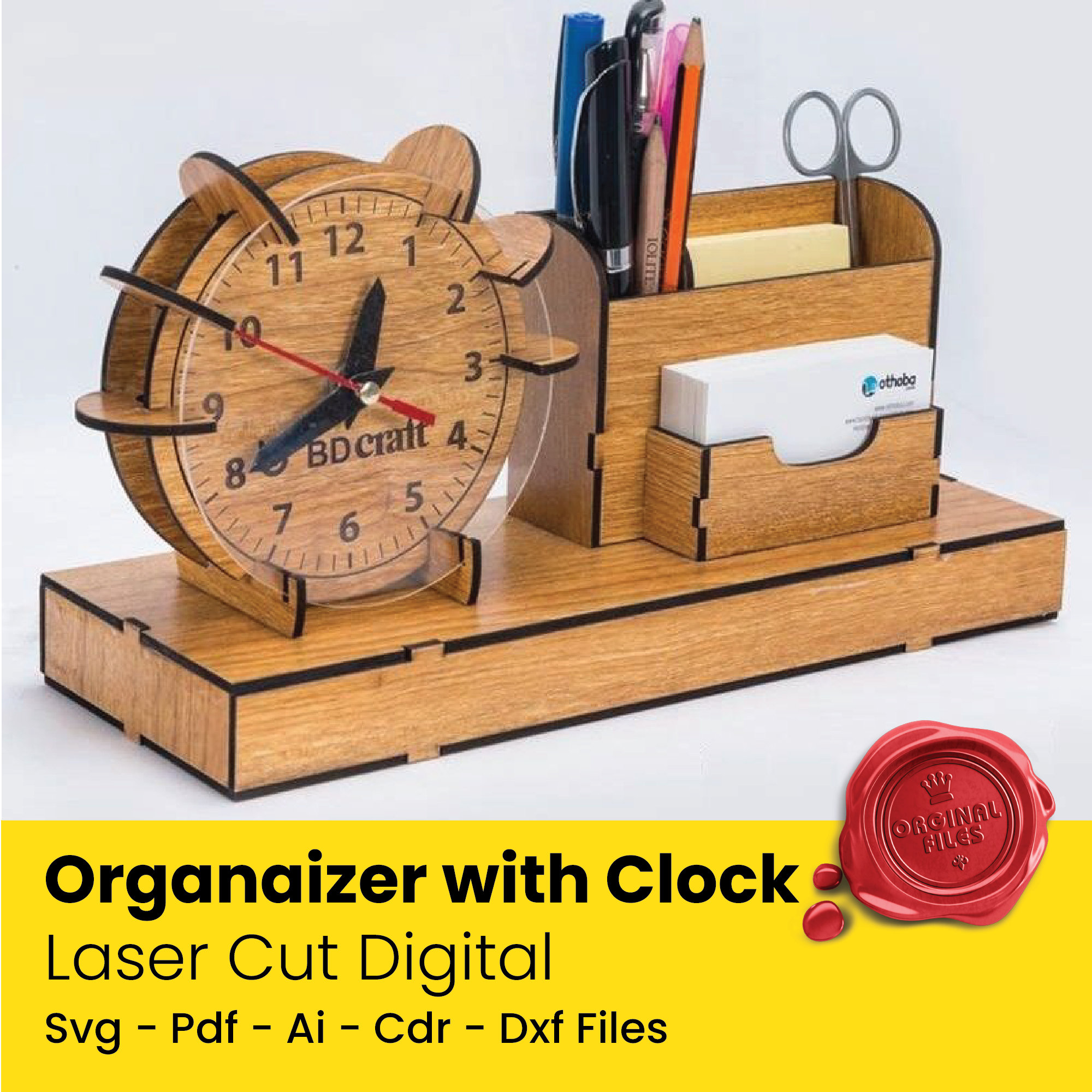 Pen Holder With Clock Office Product Organizer Clock Slip Pad Etsy