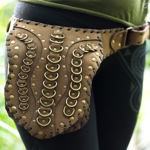 LEATHER Utility Belt - STEAMPUNK - Festival Vegan Belt, Hippy Fanny Pack, Psy Belt, Hippie Bag, Festival Belt, Psytrance Belt, Travel Belt