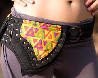 FESTIVAL Utility Belt - MULTICOLOUR - Vegan Belt, Hippy Fanny Pack, Psy Belt, Hippie Bag, Festival Belt, Psytrance Belt, Travel Belt