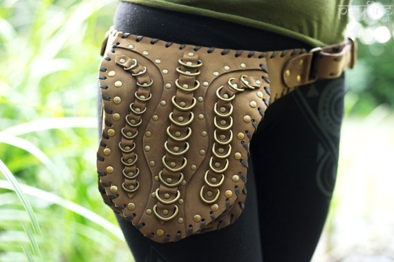 LEATHER Utility Belt - STEAMPUNK - Festival Vegan Belt  display picture 3