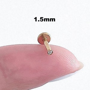 LABRET 1 PIECE 16GAUGE 1.5MM/2MM/2.5MM/3MM Gold Round Screw In Diamanté