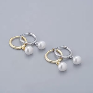 OHRRINGE Pearl Drop Charm Creolen Gold oder Silber Schmuck
