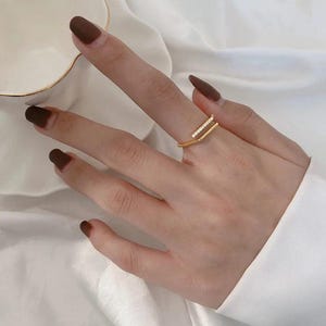 ADJUSTABLE RING Double Layer Line Zirconia Crystal Jewellery