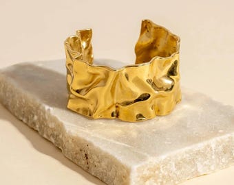 CUFF BRACELET Textured Thick Cuff Silver/Gold Jewellery