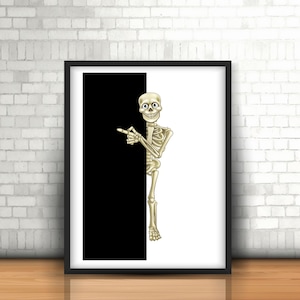 Skeleton Print, Skeleton Printable, Halloween Printable Wall Art, Halloween Poster, Halloween Print, Halloween Decor, Halloween Art Print