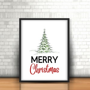 Merry Christmas Print, Christmas Printable, Christmas Wall Art, Christmas Decor, Christmas Prints, Christmas Sign, Christmas Tree Art Print