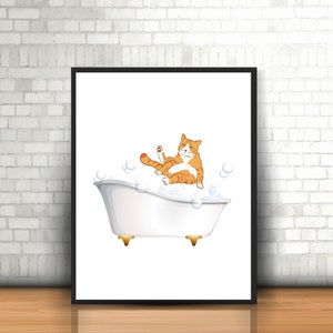 Bathroom Art, Bathroom Art Cat Print, Printable Wall Art, Bathroom Decor, Bathroom Wall Art, Cat Print, Cat Printable, Bathroom Wall Decor