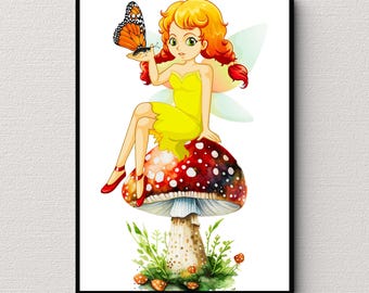 Fairy Garden Nursery Decor Wall Art Print: Girls Bedroom Poster (Digital Download)