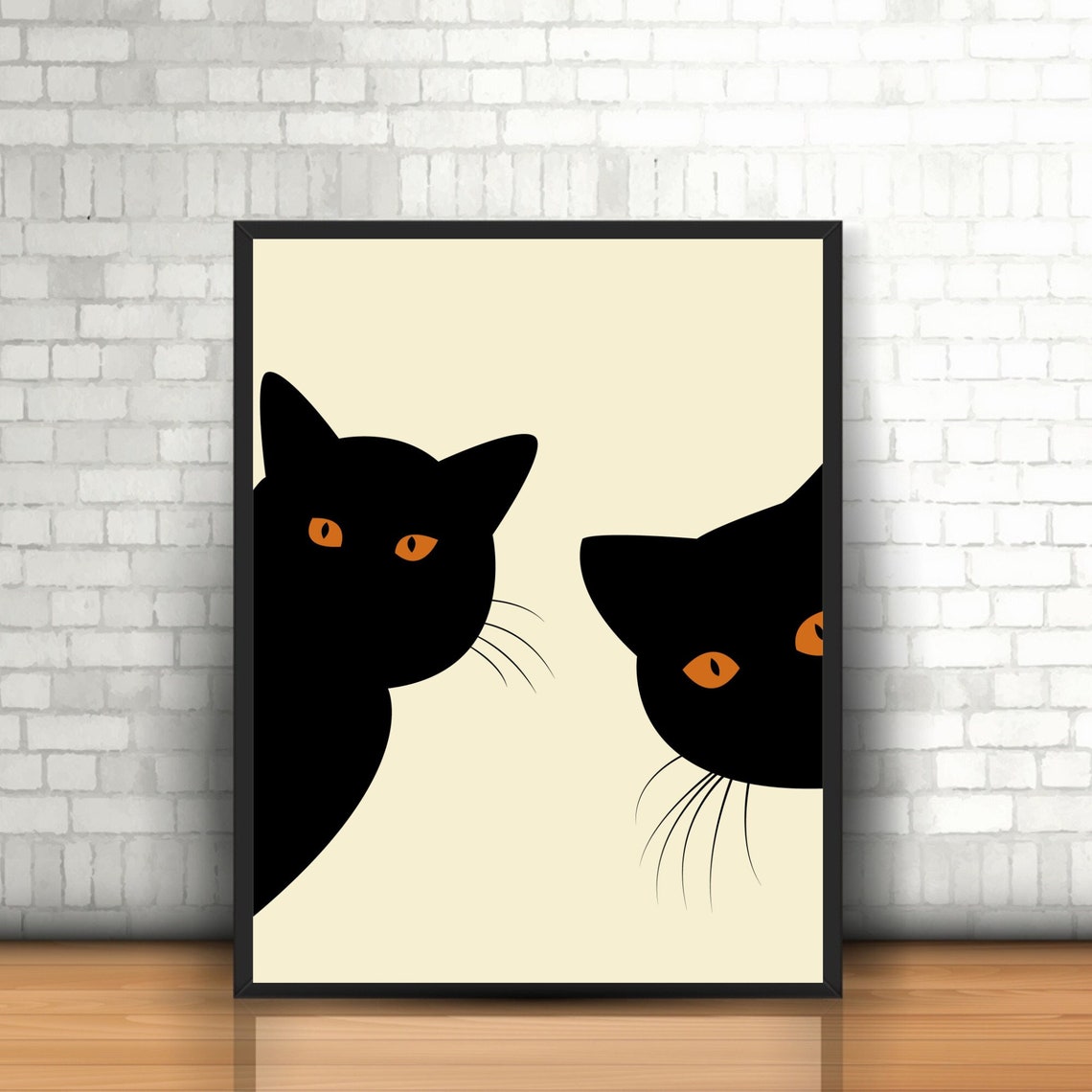 Black Cats Print, Peeking Black Cats Printable, Boho Printable Wall Art ...