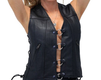 Ladies Leather Vest Etsy