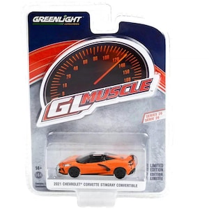 Greenlight - 2021 Chevrolet Corvette Stingray Convertible Orange - GL Muscle Series - Scale 1/64