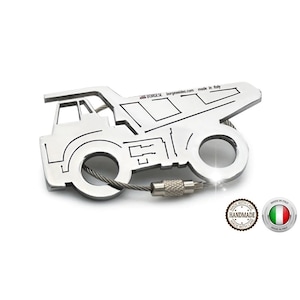 Dumper Truck Keyring Polished Stainless Steel