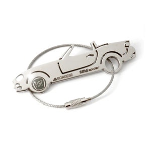 Fiat 124 Spider Polished Stainless Steel Keyring - Borgeseidea