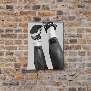 Zwart meisje sneaker kunstposter | Zwart meisje schilderij | Zwart-witafdruk | Zwarte vrouwen | Zwarte kunst in eigendom | Wanddecoratie | Fysieke afdruk
